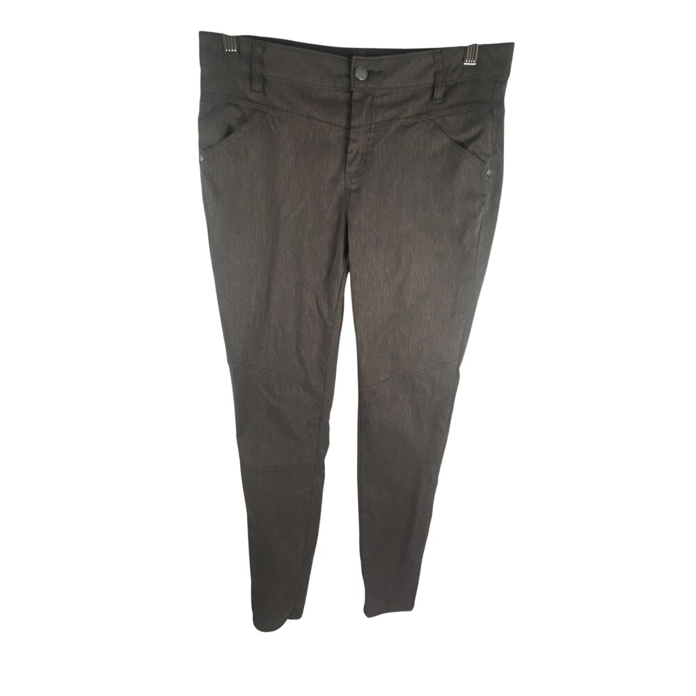 PrAna Pants Womens 8 Brown Striped Slim Chino Skinny Leg Hiking Outdoors Casual